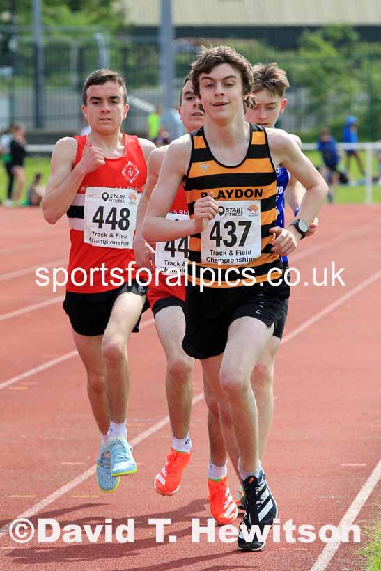 Mens Under-17s 3000 metres, 2023 North Eastern Track and Field Champs., Middlesbrough Sports Village, Middlesbrough. Photo: David T. Hewitson/Sports for All Pics